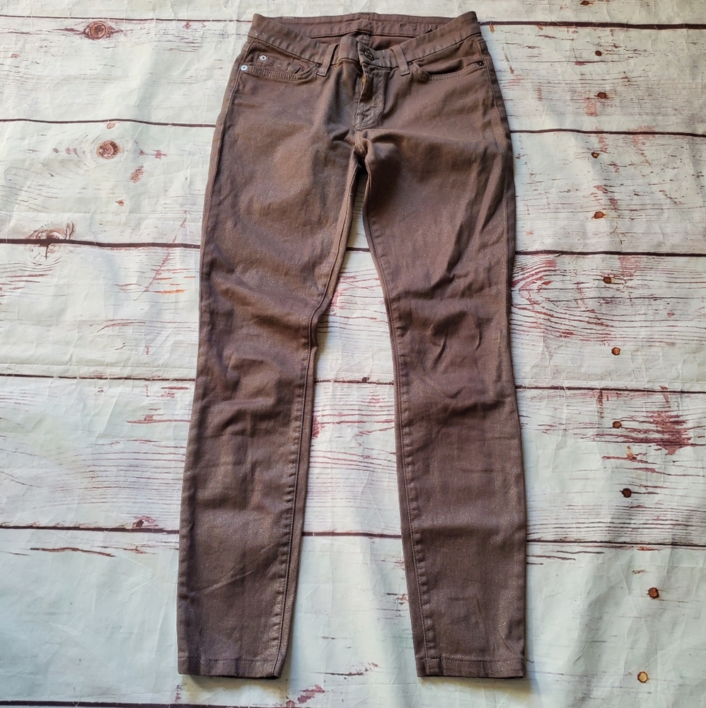 7 For All Mankind Sparkly Coated Skinny Jeans Sz26